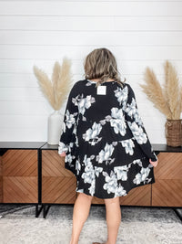 "Underground" Floral Long Sleeve Tiered Dress