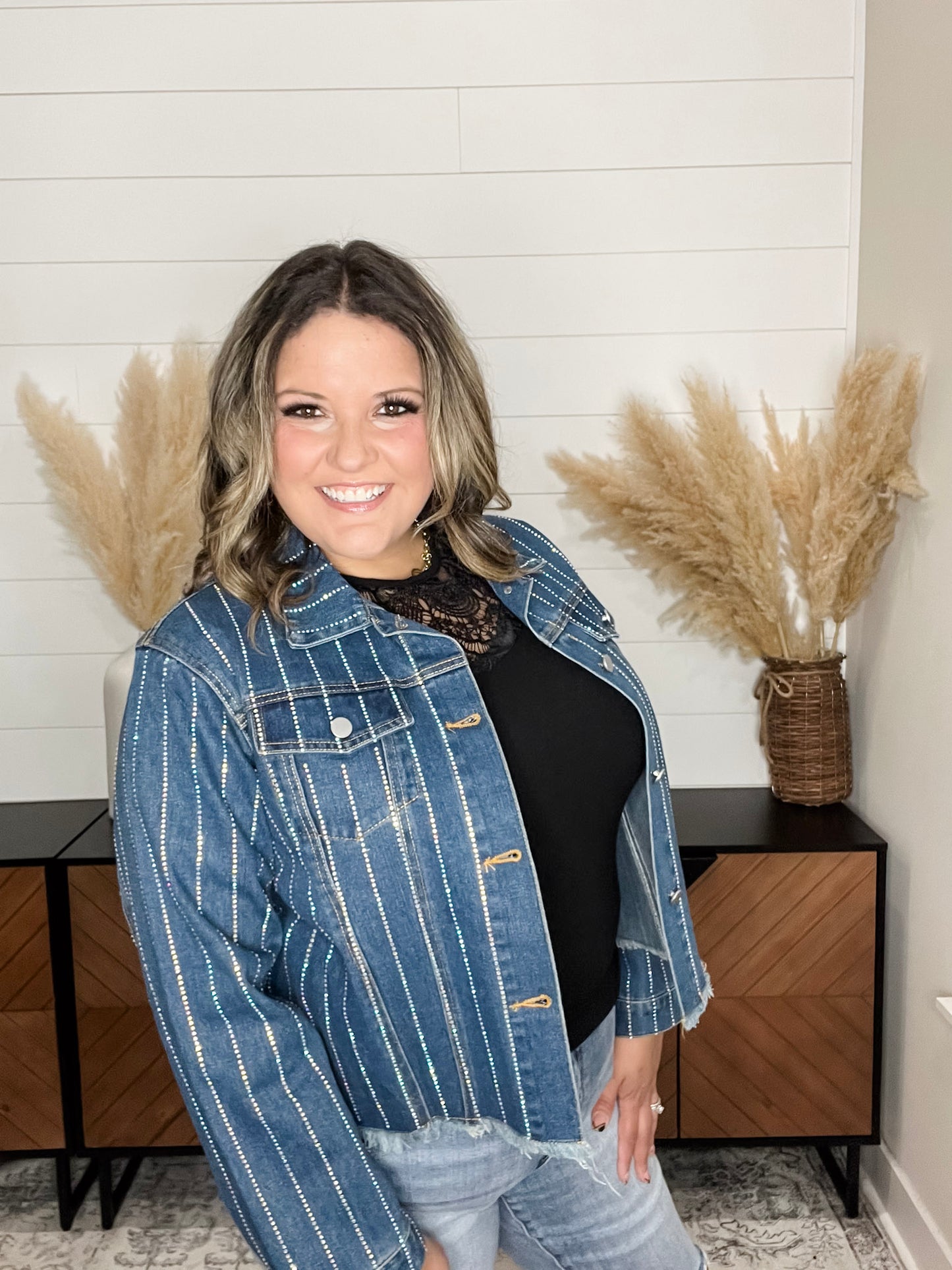 "Show Stopper" Denim Jacket with Sparkle Detail