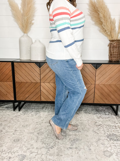 Judy Blue "Breakfast Club" Tummy Control Distressed Straight Leg Jeans