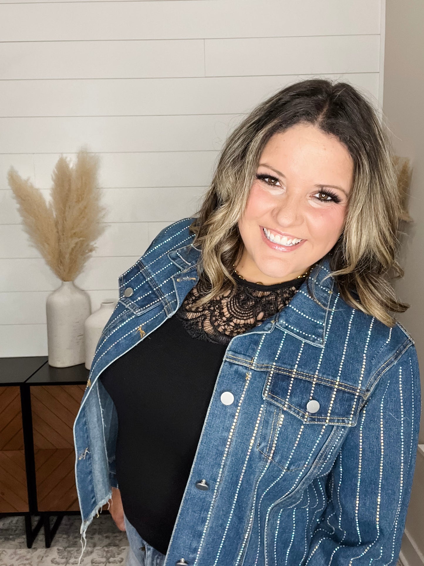 "Show Stopper" Denim Jacket with Sparkle Detail