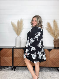 "Underground" Floral Long Sleeve Tiered Dress