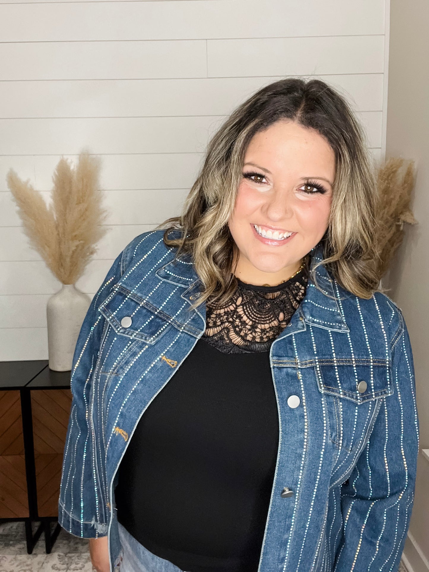 "Show Stopper" Denim Jacket with Sparkle Detail
