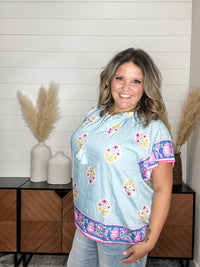 "Lakeview" Floral Ruffle Collar with Front Tie