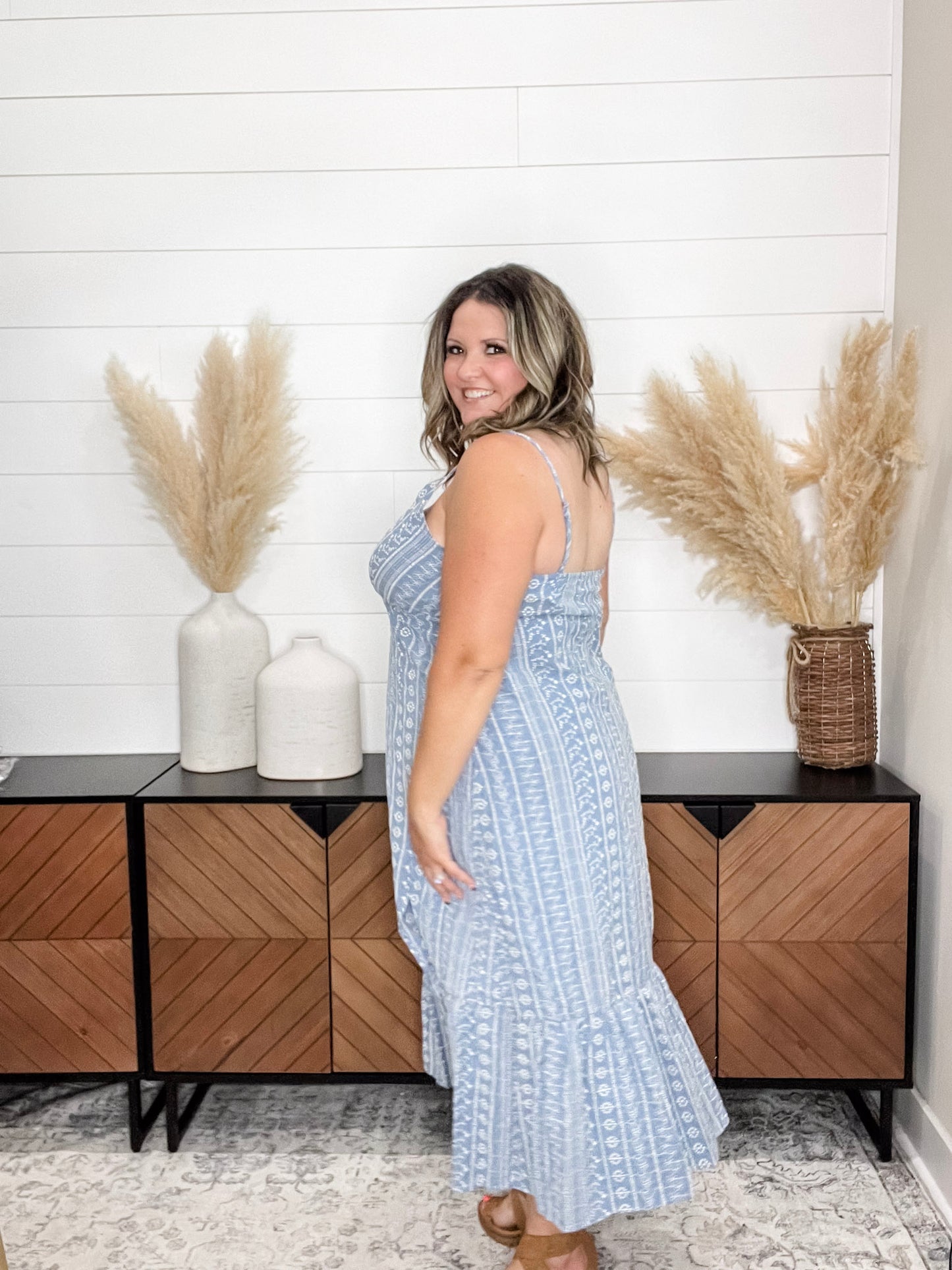 "Small Town" Embroidered Maxi Slip Dress