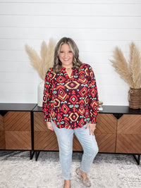 Dear Scarlett "Conway" Lizzy Smocked Wrist Long Sleeve Split Neck