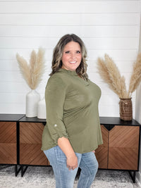 Dear Scarlett "Timeline" 3/4 Sleeve Split Neck (Olive)