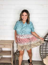 "Newman" Animal Print Tiered Ruffle Dress