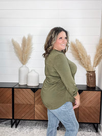 Dear Scarlett "Timeline" 3/4 Sleeve Split Neck (Olive)
