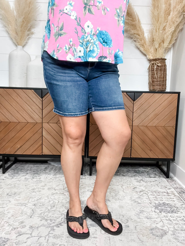 Judy Blue "Samantha" Dark Wash Bermuda Shorts