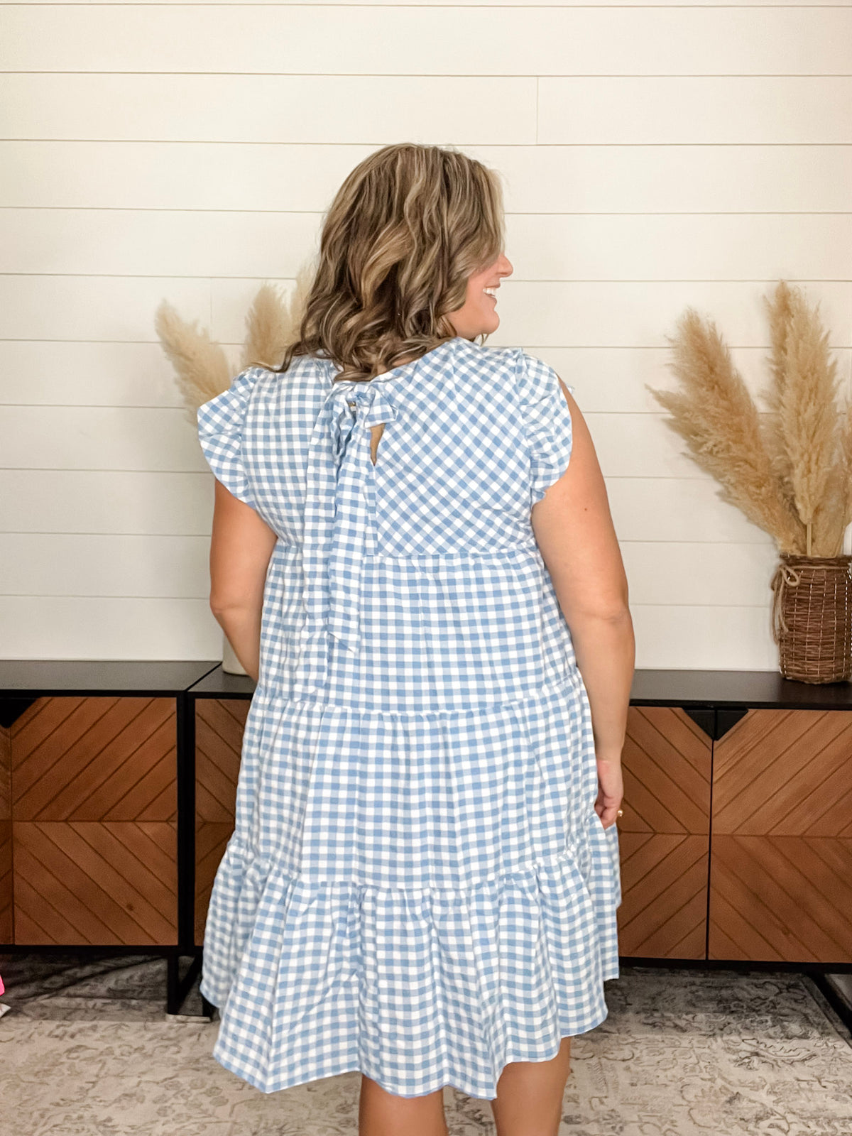 "No Place Like Home" Gingham Tiered Dress