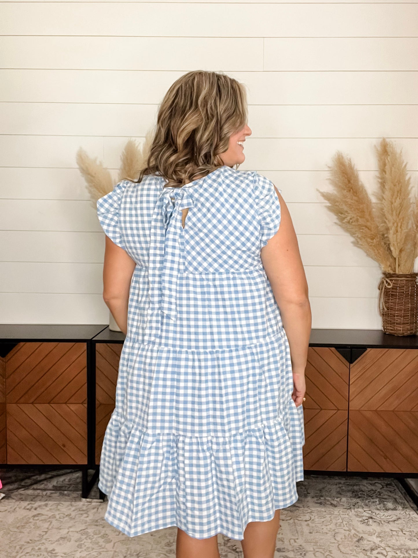 "No Place Like Home" Gingham Tiered Dress