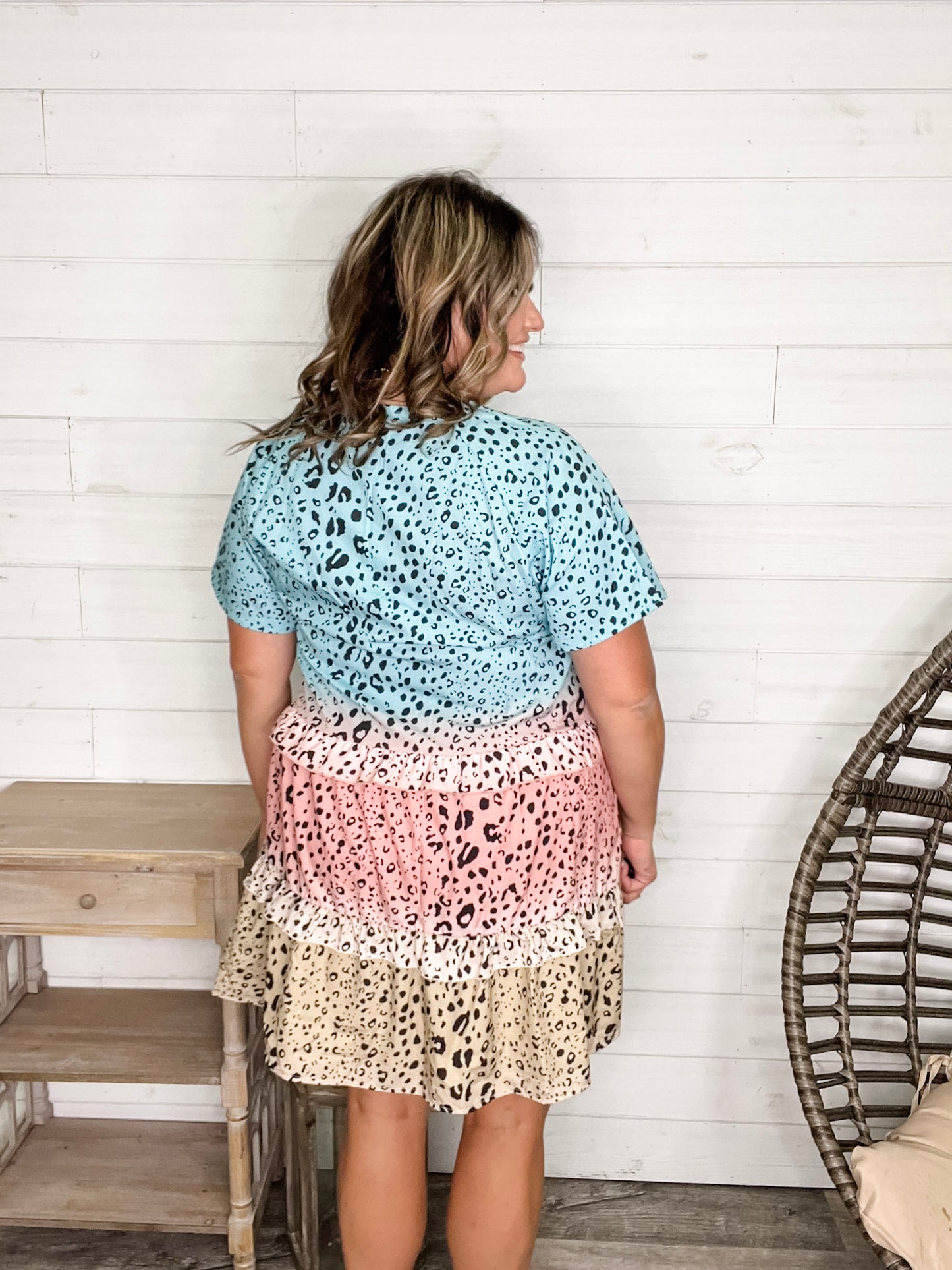 "Newman" Animal Print Tiered Ruffle Dress