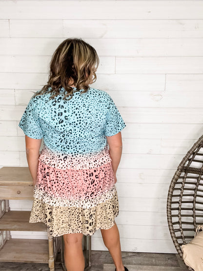 "Newman" Animal Print Tiered Ruffle Dress