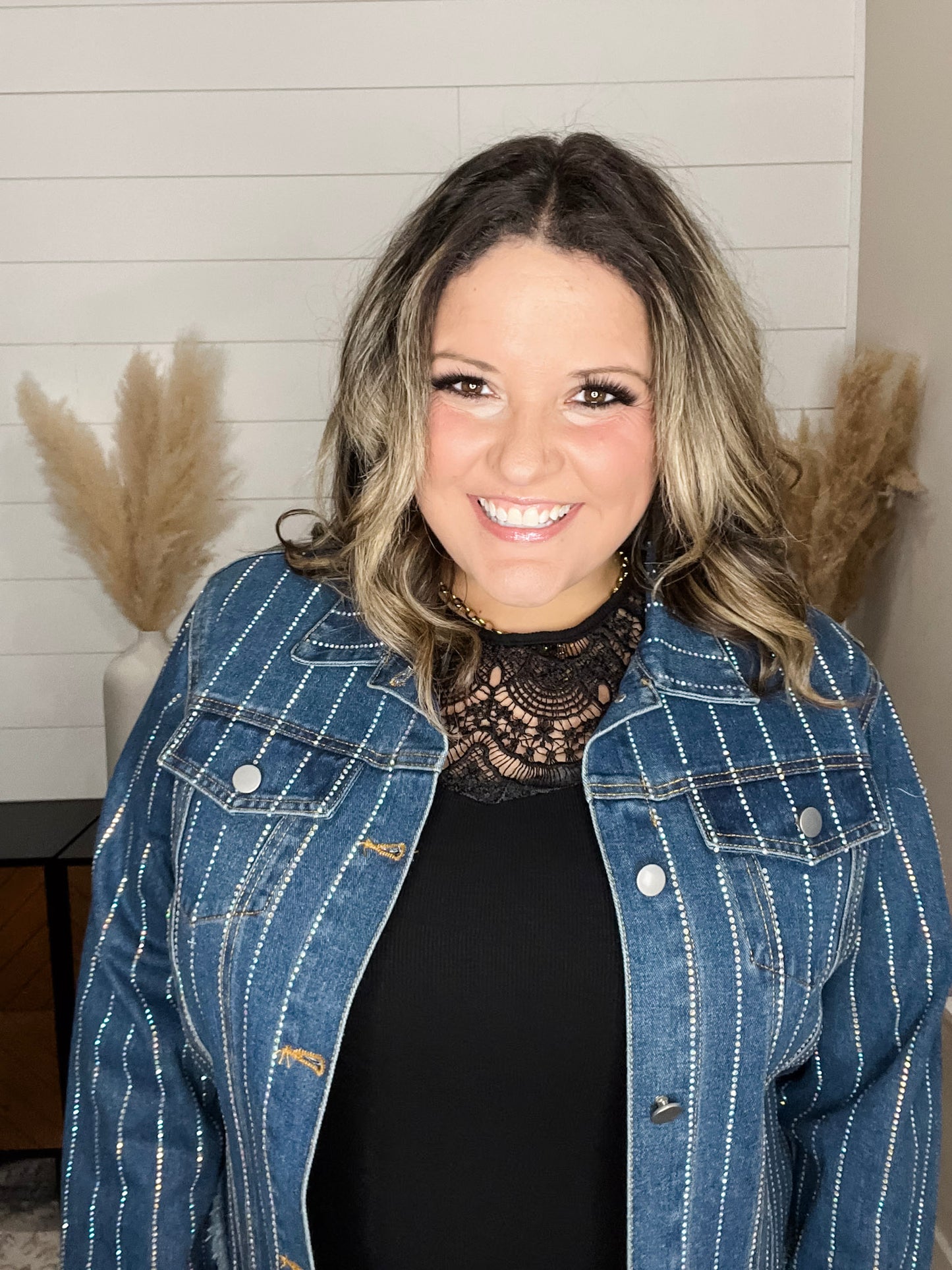 "Show Stopper" Denim Jacket with Sparkle Detail