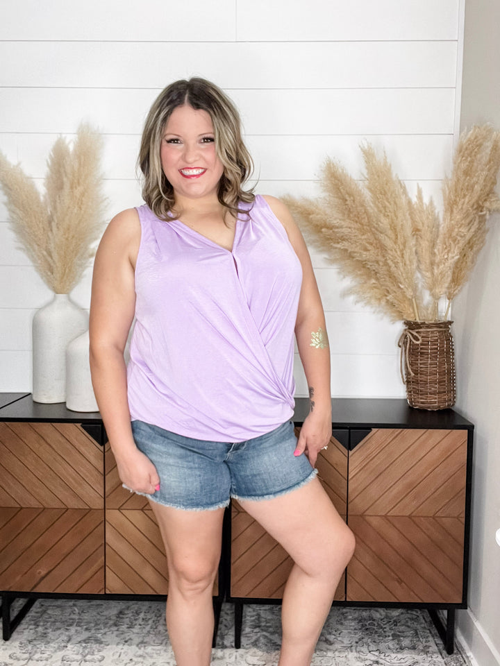 "Charming" Wrap Front Tank (Lilac)