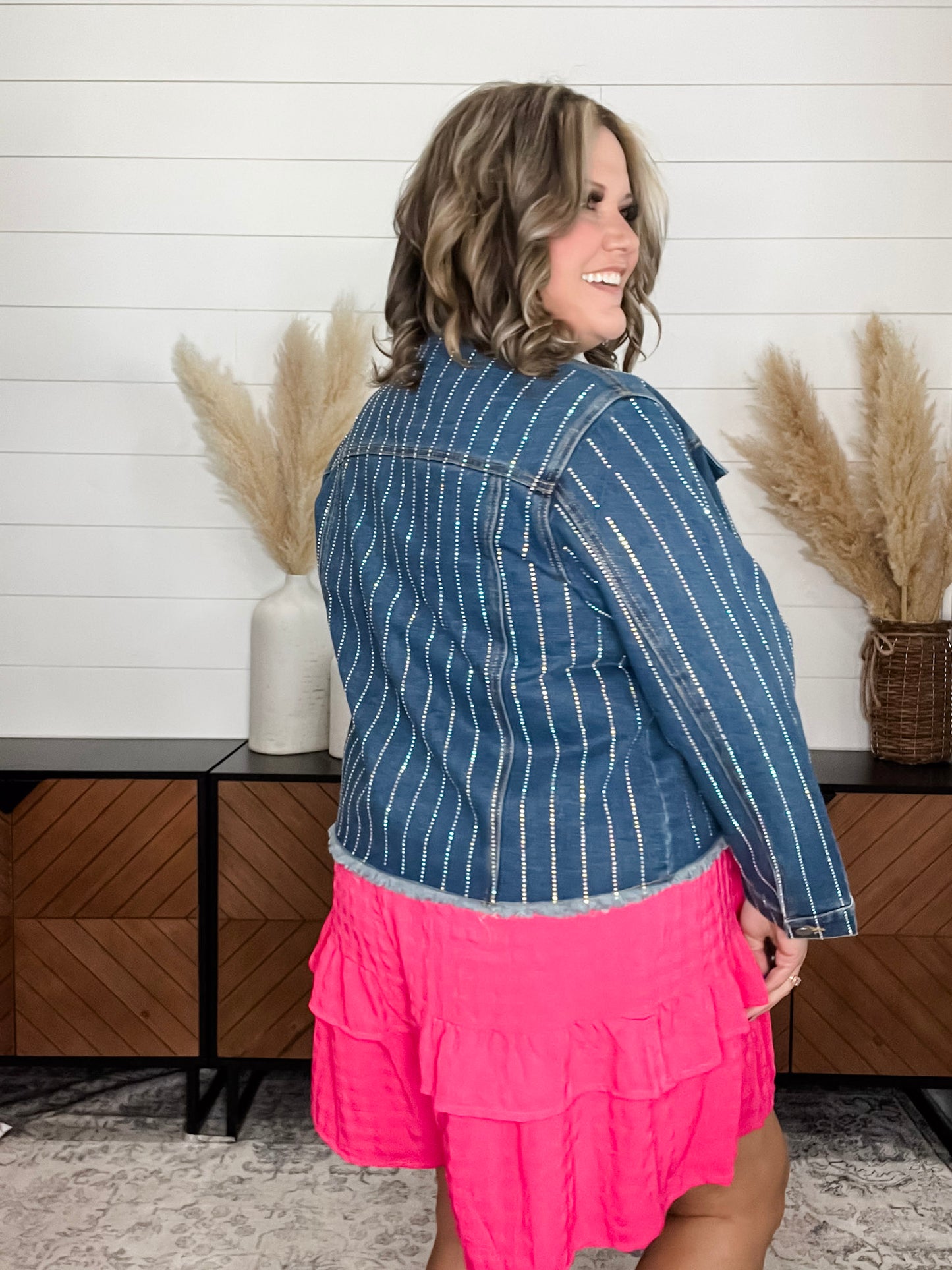 Origami Apparel "Show Stopper" Denim Jacket with Sparkle Detail