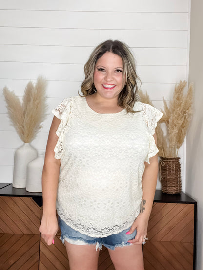 "Lately" Lace Ruffle Cap Tank