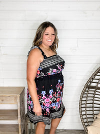 "Dayna" Floral Ruffle Strap Tank Dress