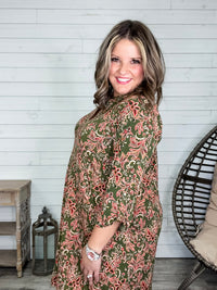 Dear Scarlett "Legitimate" 3/4 Sleeve Split Neck Dress with Pockets