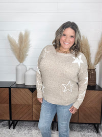 "Anarbor" Star Detail Long Sleeve Sweater