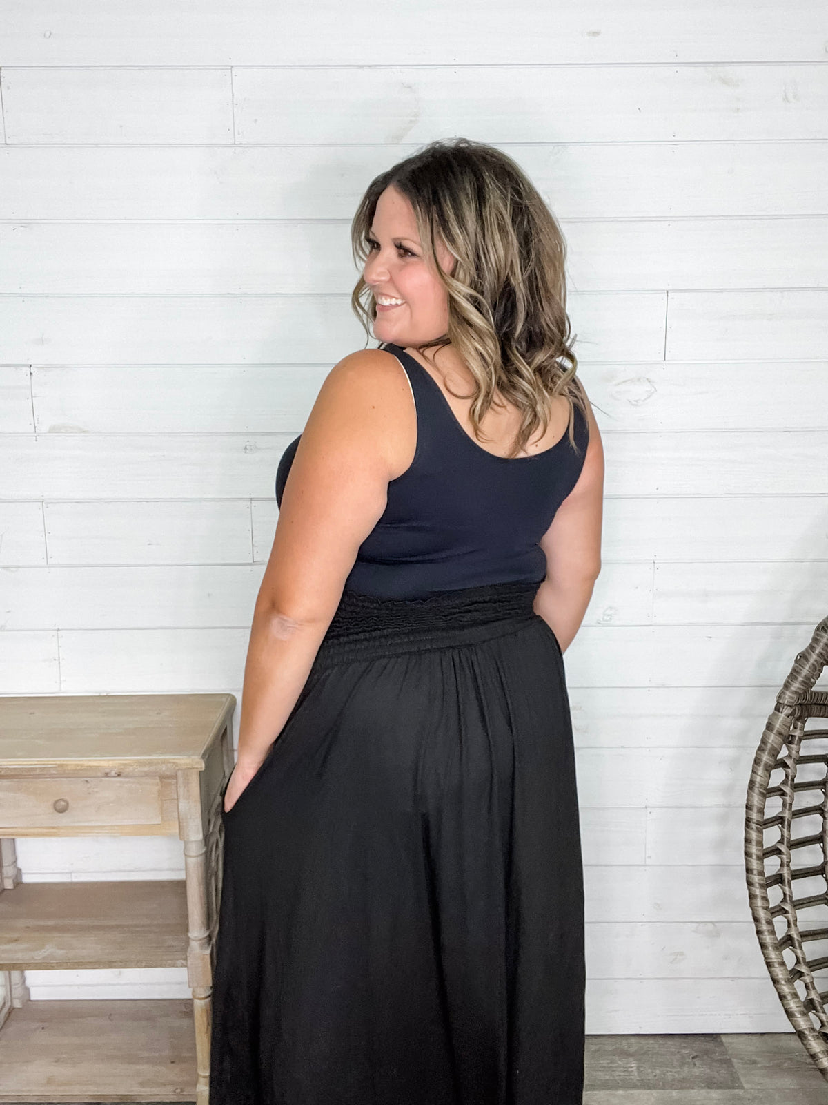 Smocked Waist Maxi Skirt / Tube Dress with Pockets