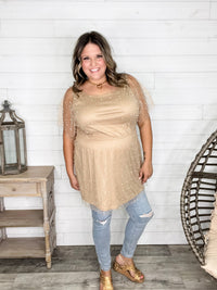 "Eras" Pearl Mesh Lined Tunic / Dress (Nude)