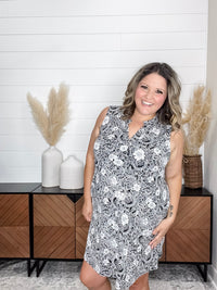 Dear Scarlett "Roseville" Sleeveless Split Neck Dress with Pockets