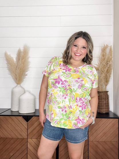 "Boulder" Short Sleeve V Neck Boyfriend Style