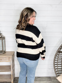 "Oreo" Long Sleeve Striped Crew Neck Sweater