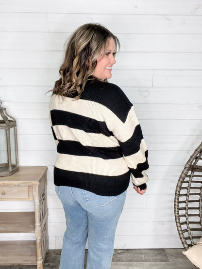 "Oreo" Long Sleeve Striped Crew Neck Sweater