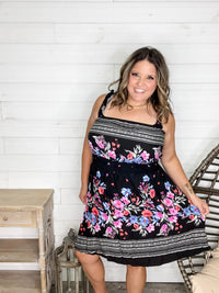"Dayna" Floral Ruffle Strap Tank Dress