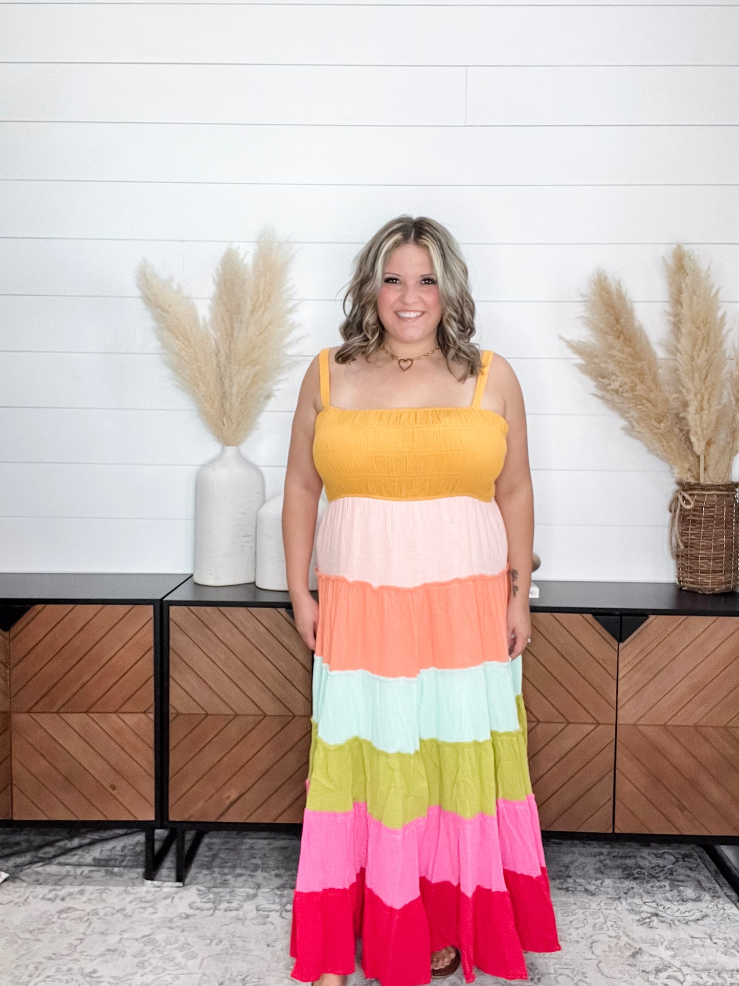 "Sweetness" Smocked Adjustable Strap Maxi Dress