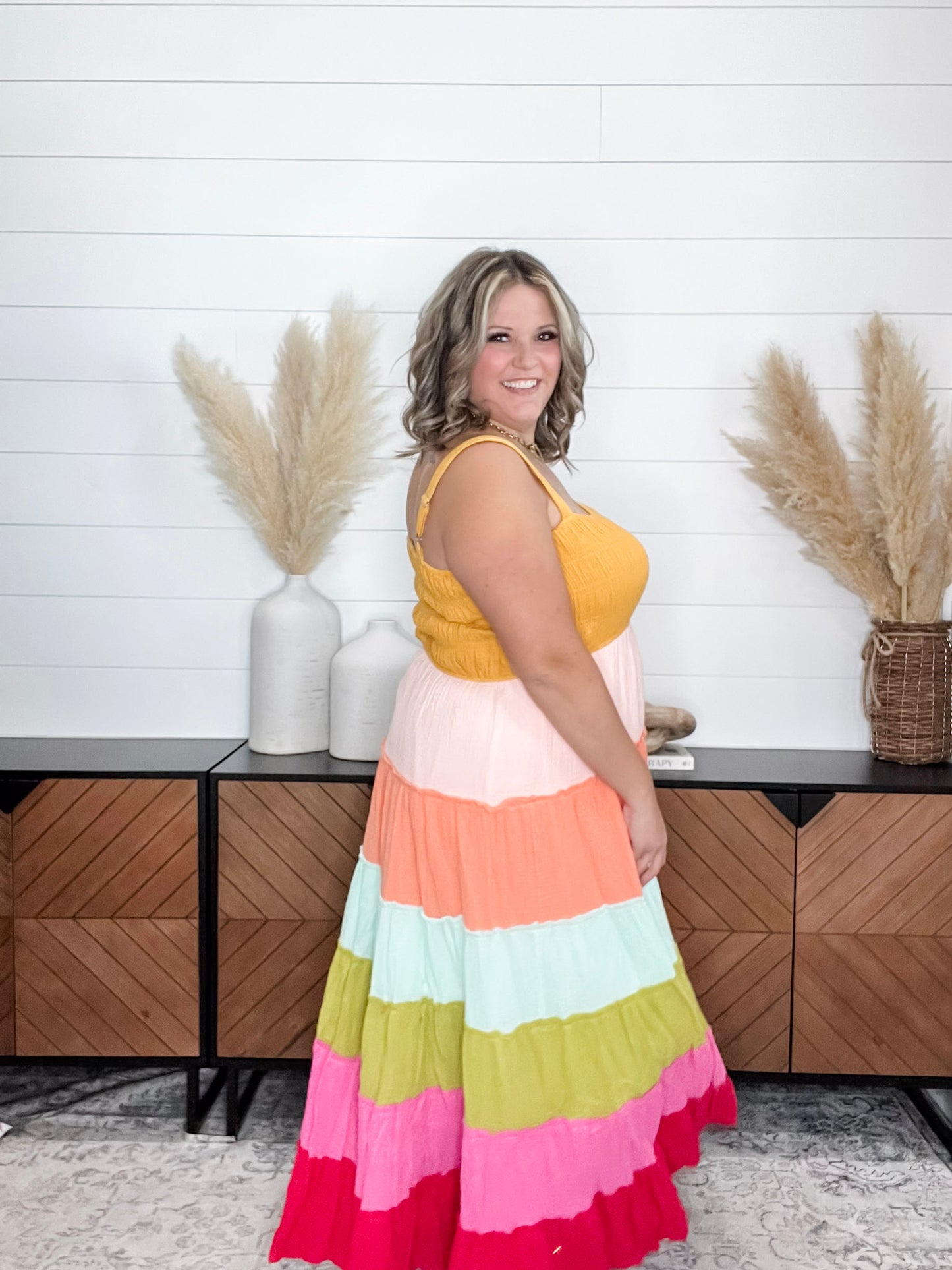"Sweetness" Smocked Adjustable Strap Maxi Dress