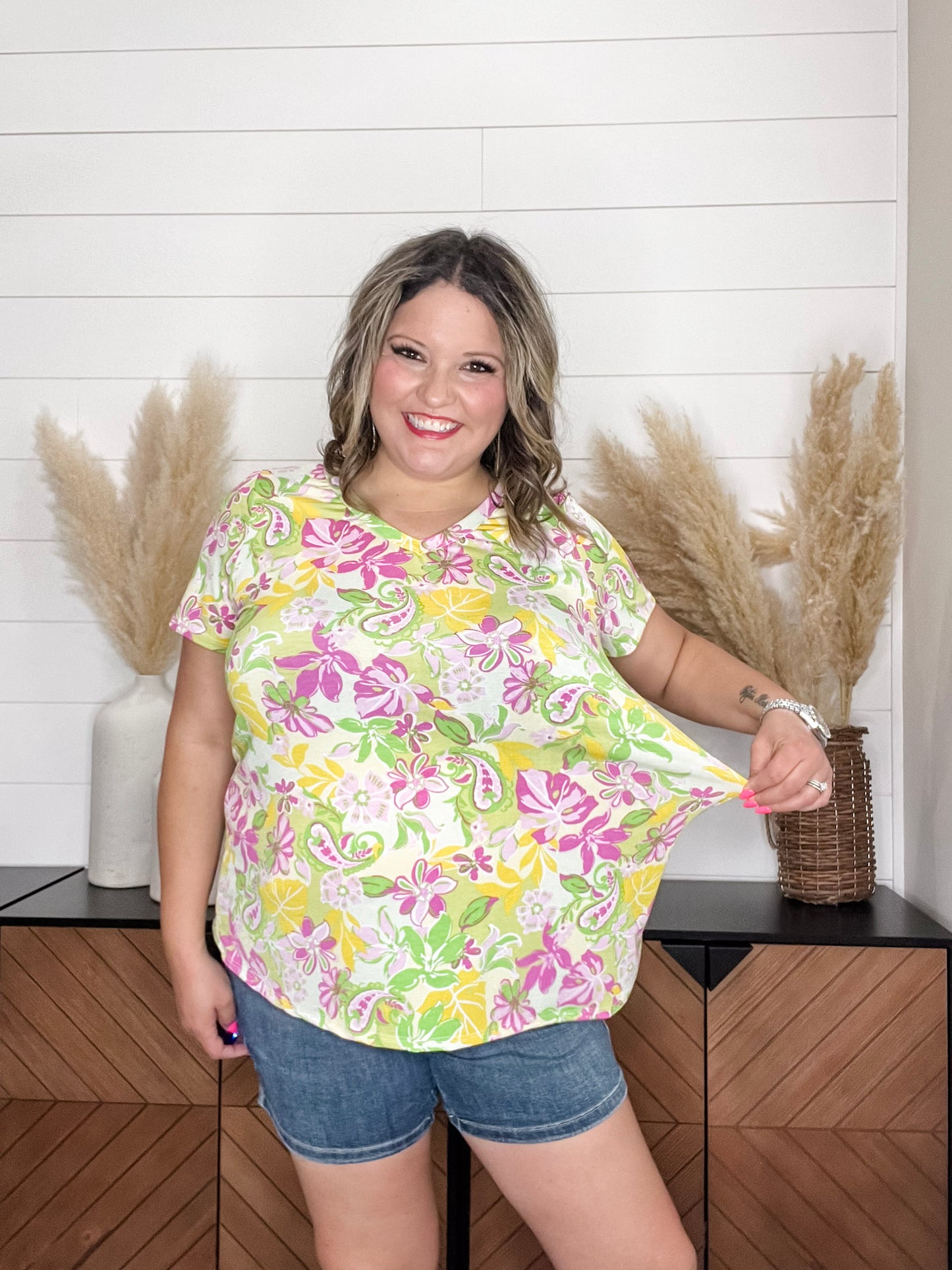 "Boulder" Short Sleeve V Neck Boyfriend Style
