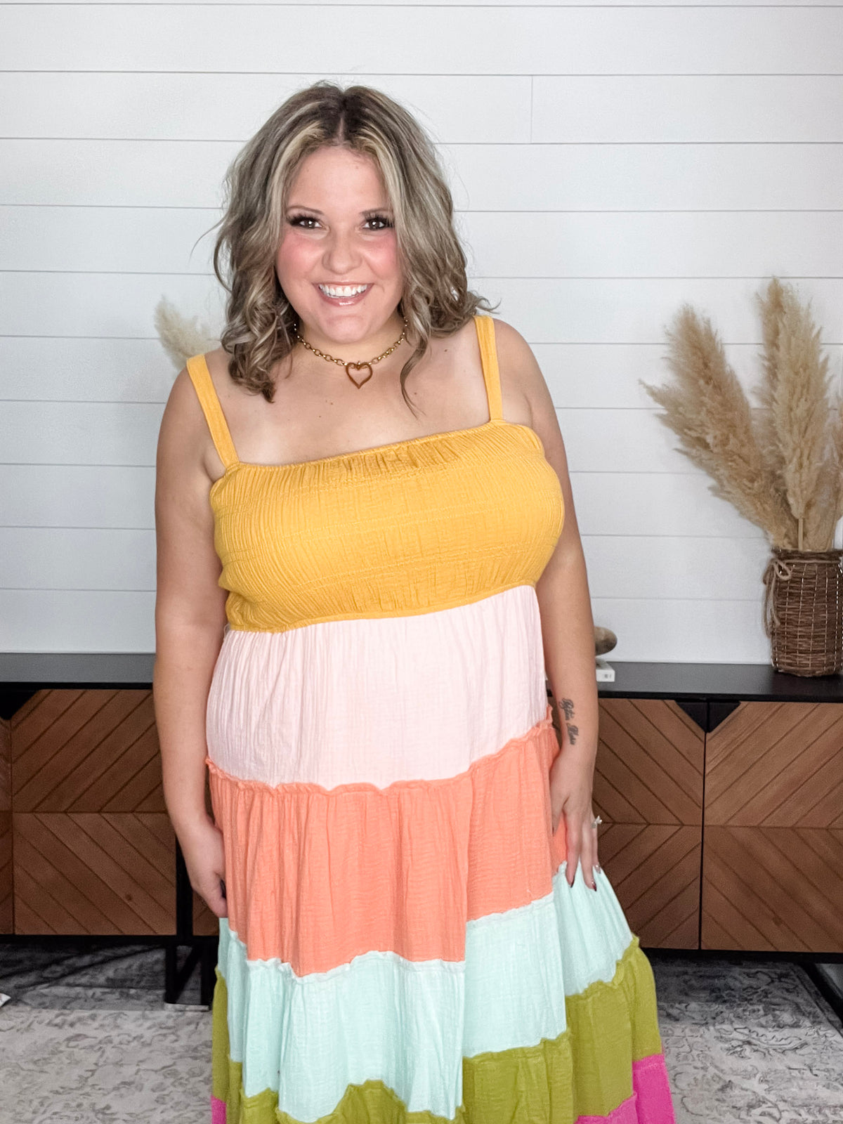 "Sweetness" Smocked Adjustable Strap Maxi Dress