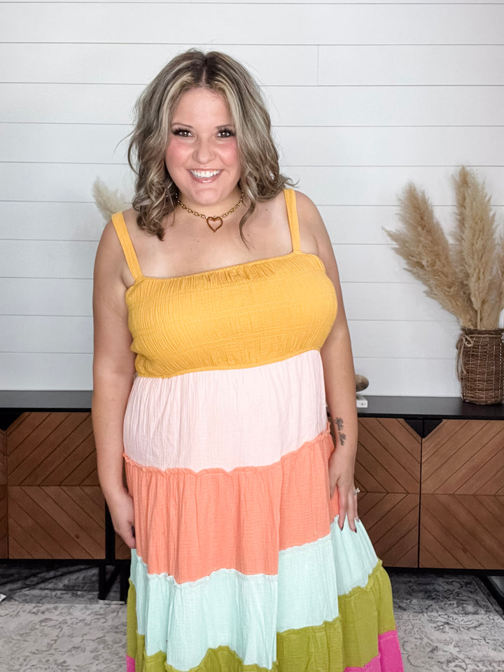 "Sweetness" Smocked Adjustable Strap Maxi Dress