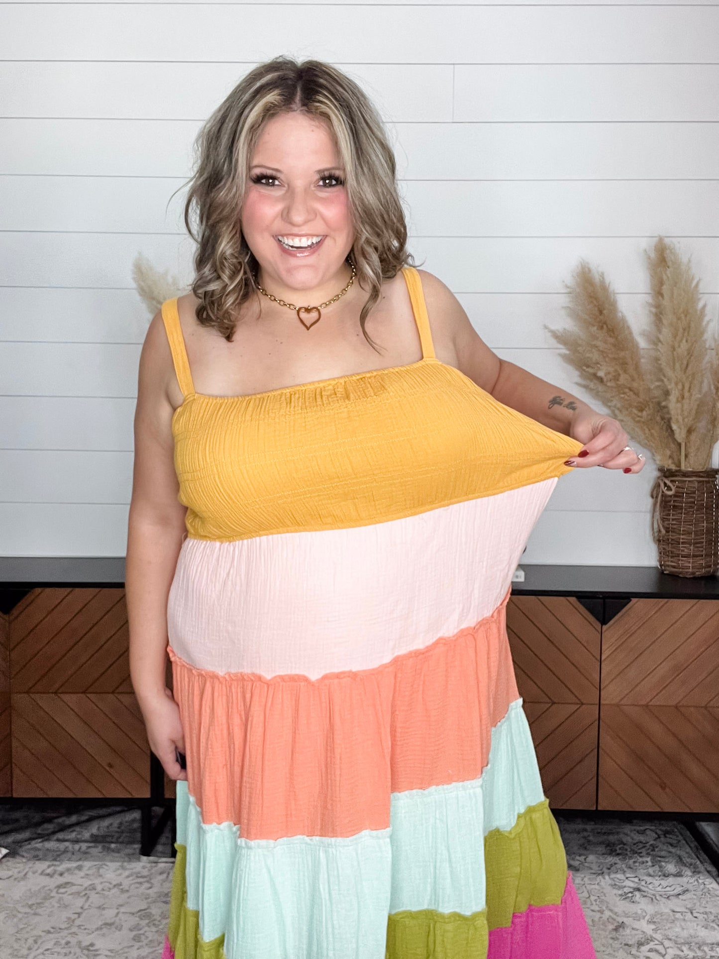"Sweetness" Smocked Adjustable Strap Maxi Dress