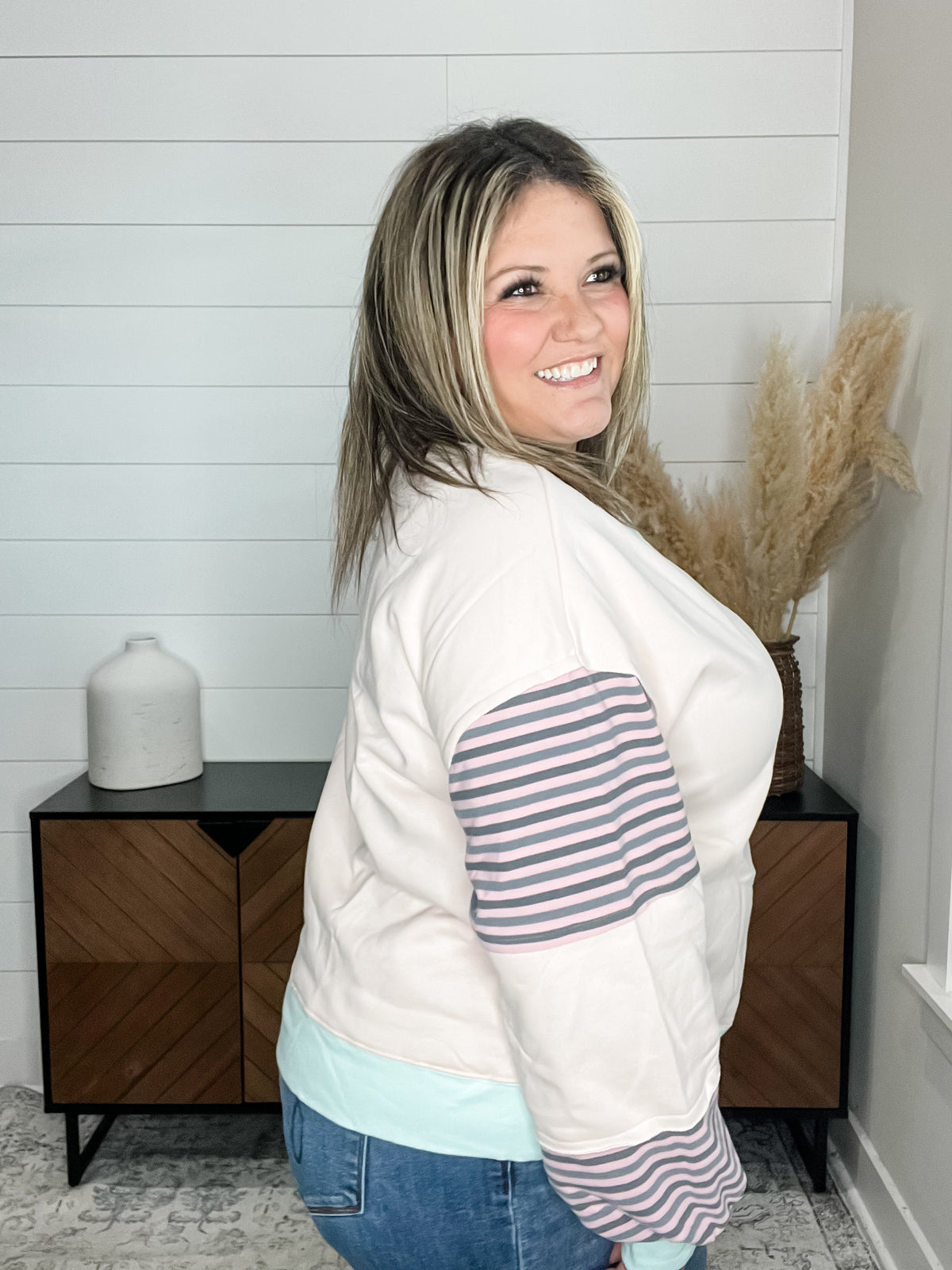 "Racine" Oversized Stripe Colorblock Long Sleeve