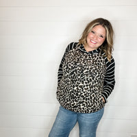 "Caged" Animal Print with Stripe Accent Hoodie