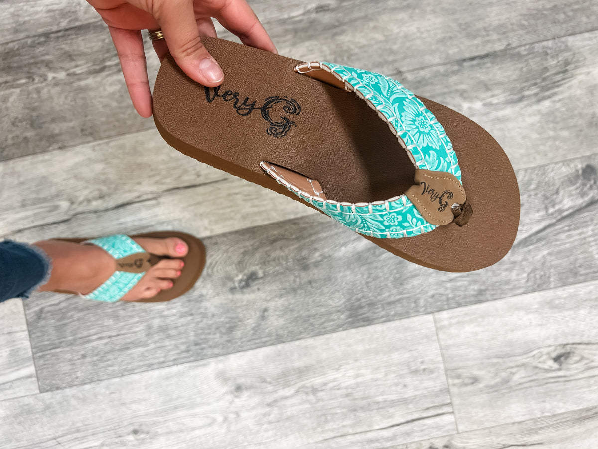 Gypsy Jazz "Pamela" Flip Flops (Turquoise)