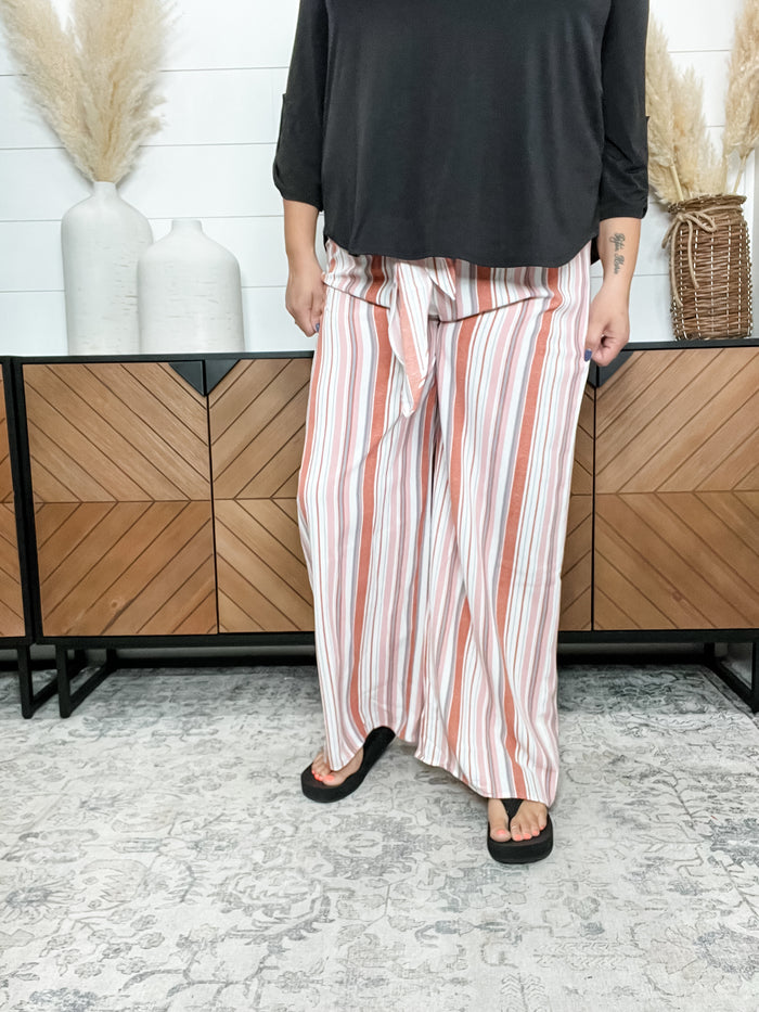 "Baton Rouge" Stripe Casual Wide Leg Pants