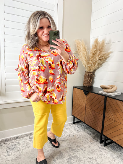 Judy Blue "You Are My Sunshine" Wide Leg Crops