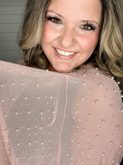 "Glamour" Studs and Pearls Gauzy Cardigan (Multiple Colors)