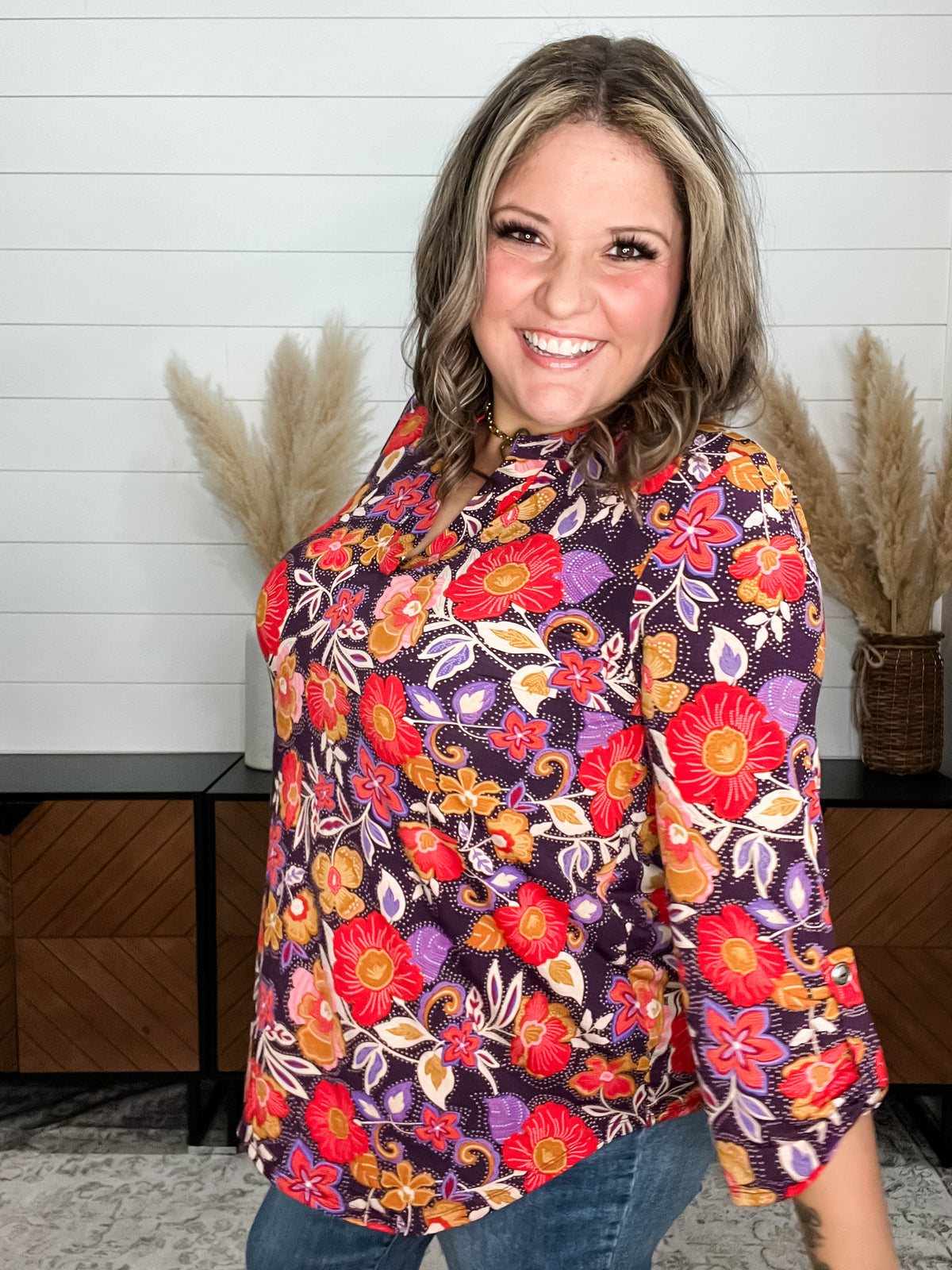Dear Scarlett "Nightingale" 3/4 Sleeve Split Neck