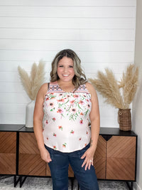 "James" Floral U Neck Tank (Blush & Peach)