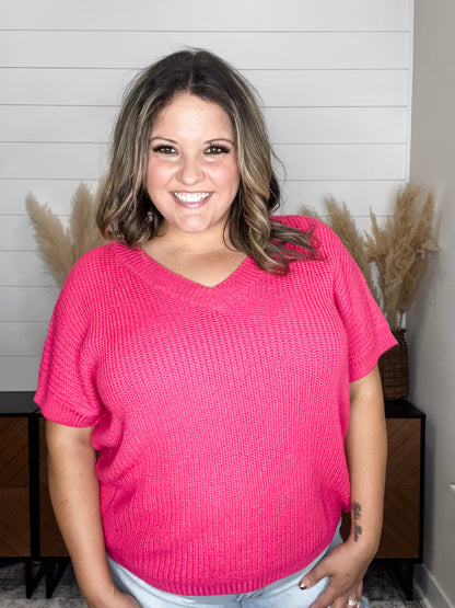 "Catching" Dolman Style V Neck Sweater