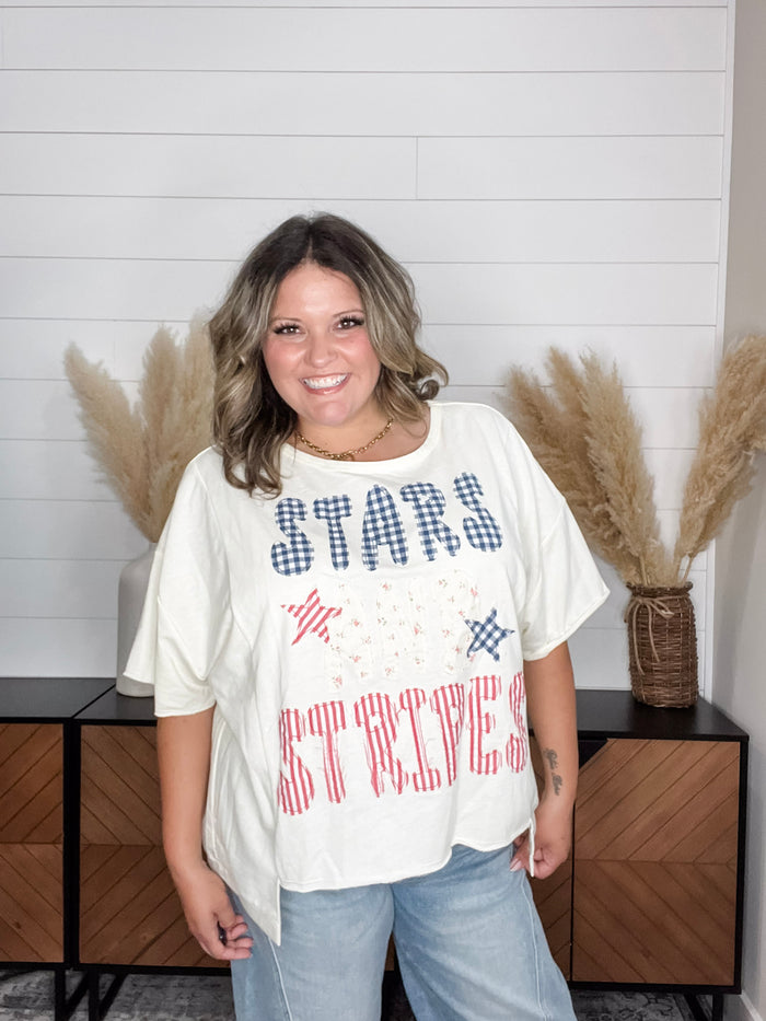 Bibi Patchwork "Stars & Stripes" Oversized Short Sleeve