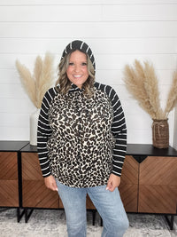 "Caged" Animal Print with Stripe Accent Hoodie