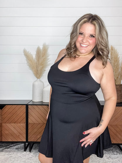 "Game On" Active Dress with Built In Shorts(Black)