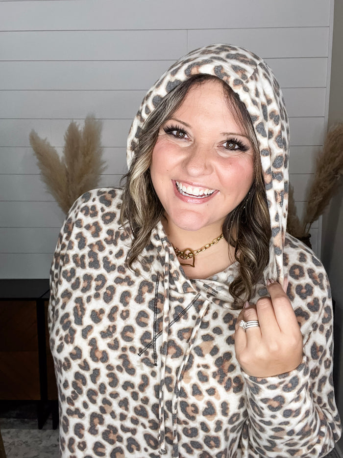 Dear Scarlett "Leapin" Animal Print Hoodie with Side Slits